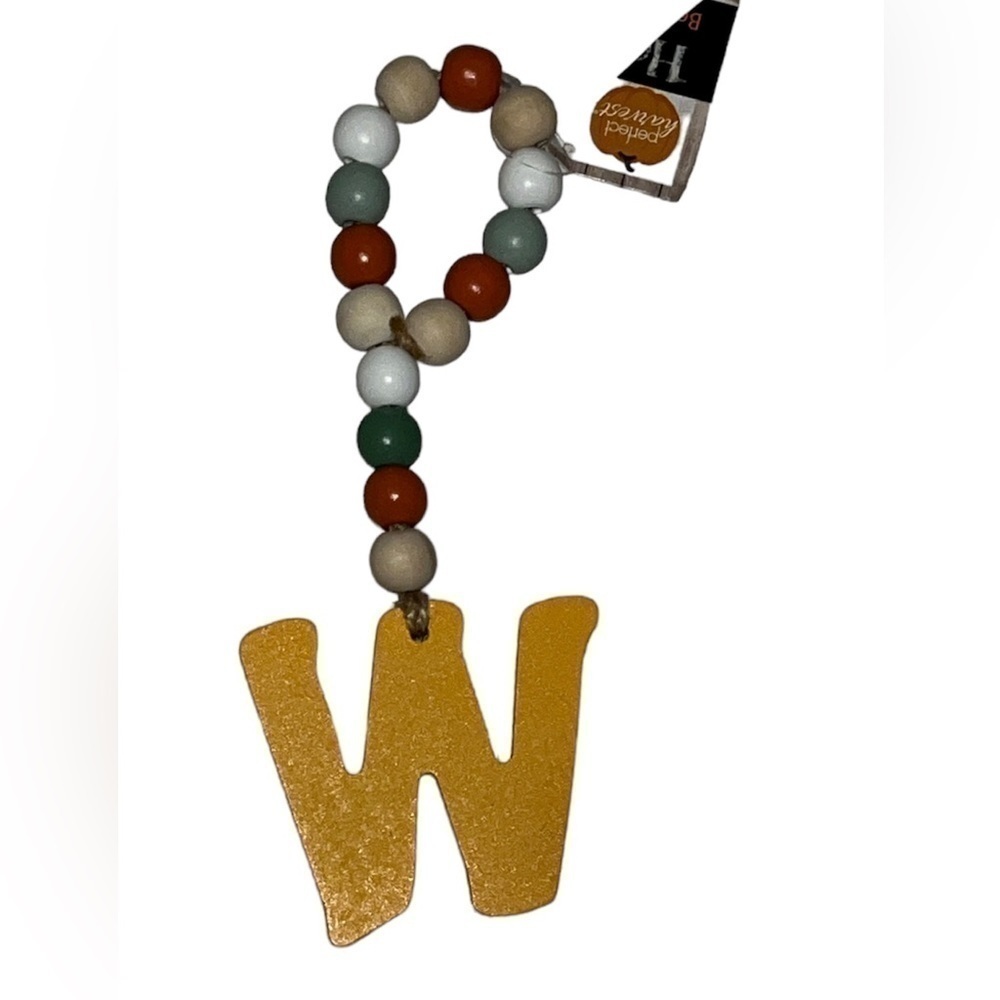 Fall colored wooden beads with letter/initial